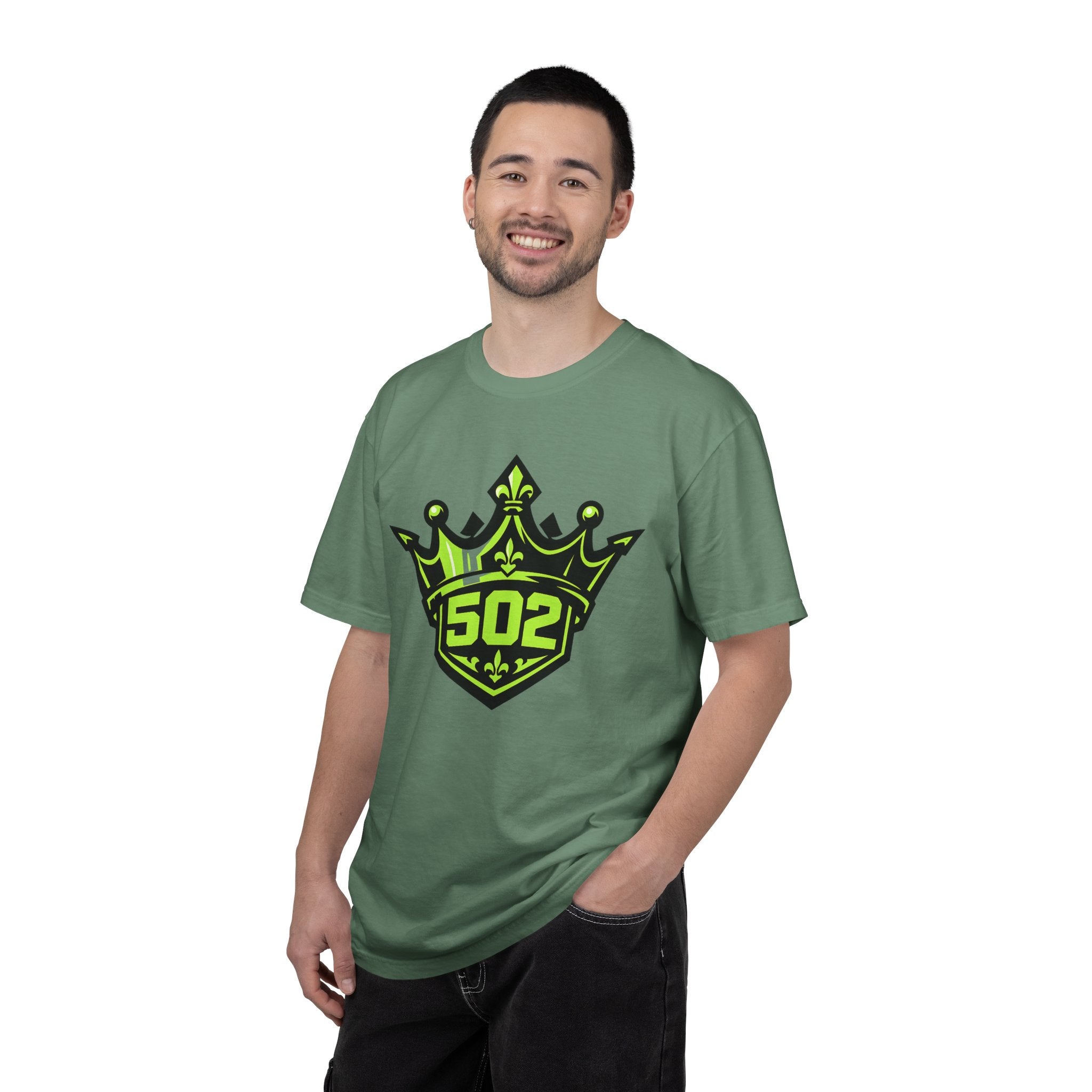 502 Crown Logo T-shirt | Neon Green Shield Emblem