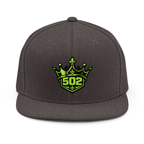 502 Crown Snapback Hat — Urban Streetwear Hat with Neon Green Crest